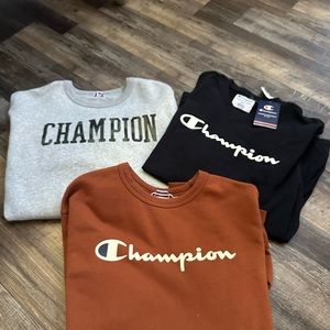 All three Champions men’s sweatshirts size large